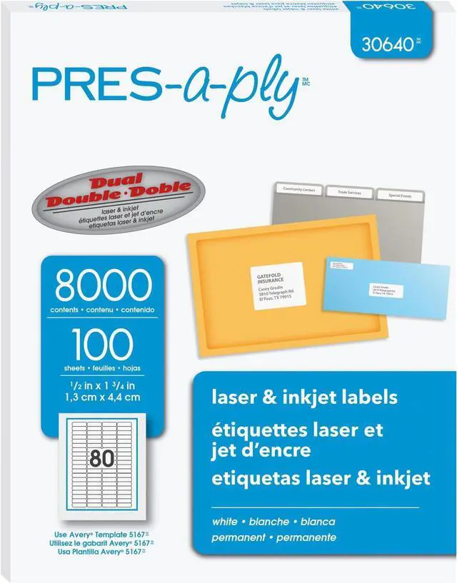 Main image of Labels for Laser & Inkjet Printers, 5 x 1.75, White, Box of 8000 (30640) (Pack of 10)