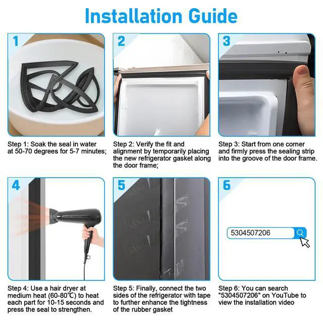 Alt view image 5 of 7 - UPGRADED 5304507206 Refrigerator Door Gasket Compatible with Frigidaire Electrolux Kenmore Refrigerator Freezer Door Gasket Seal Part 216522311 7216522311 AP6037298 Door Gasket Refrigerator Door Seal