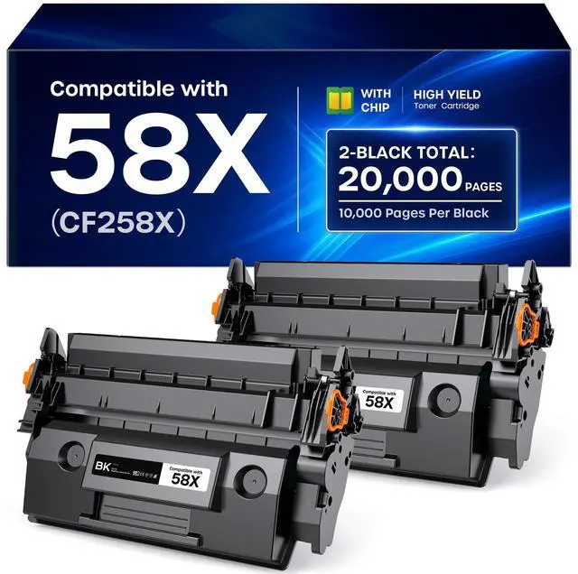 Main image of 58X CF258X Toner Cartridge Black with Chip Replacement for HP 58X 58A | High Yield Work with LaserJet MFP M428fdw M428fdn M428dw M404 M428 Pro M404n M404dn M404dw Printer (2 Black)