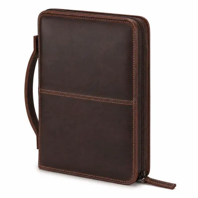 Main image of Leather Bible Cover Book Cover Planner Cover with Handle and Back Pocket (Large)