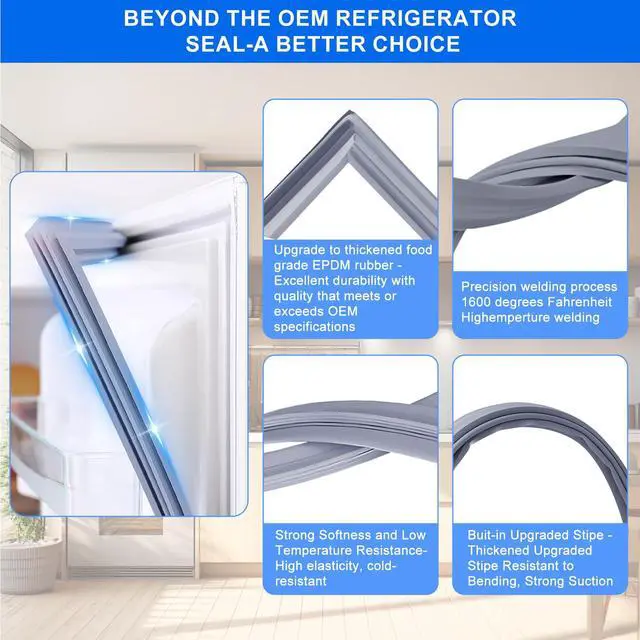 Alt view image 3 of 7 - Upgraded 41.73"x13.98" W10830048 Refrigerator Door Gasket (Left Side) Replacement Compatible with Kenmore Maytag Refrigerator Door Seal W10179334 W10443240 4458807 AP6027227 PS11759509 EAP11759509