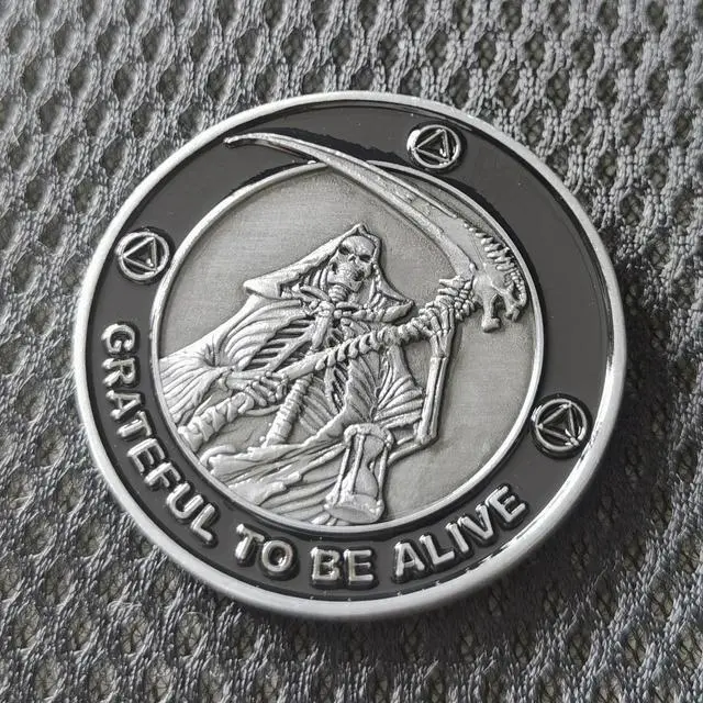 Alt view image 5 of 7 - Grateful to Be Alive Sobriety Chip AA Coins and Medallions Recovery Anniversary Token (Pack of 10)