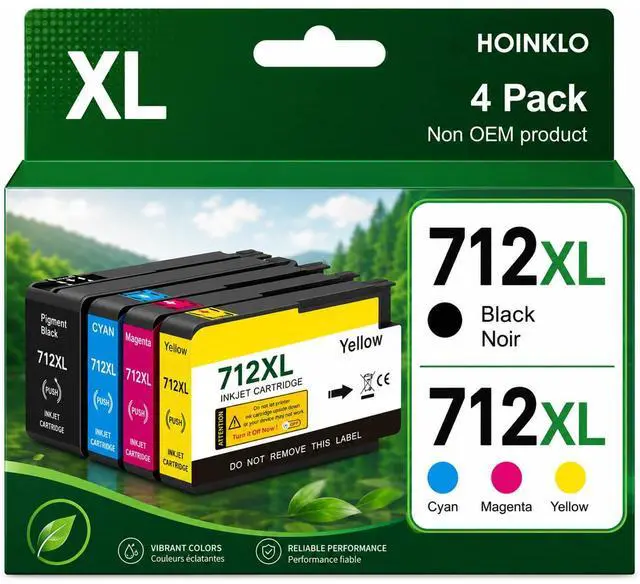 Main image of 712XL Ink Cartridges High Yield Compatible for HP 712 712 XL Ink to use with with DesignJet T210 T230 T630 T650 Studio Plotter Printer (Black, Cyan/Magenta/Yellow)