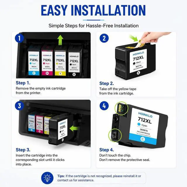 Alt view image 4 of 7 - 712XL Ink Cartridges High Yield Compatible for HP 712 712 XL Ink to use with with DesignJet T210 T230 T630 T650 Studio Plotter Printer (Black, Cyan/Magenta/Yellow)