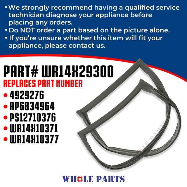 Alt view image 3 of 7 - Upgraded Refrigerator Fresh Food Door Gasket Seal (Magnetic Strip Inside, Dark Gray), Part# WR14X29300 - Replacement & Compatible with Some GE Refrigerators