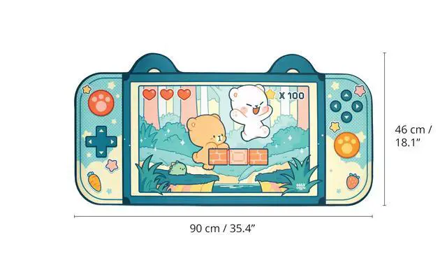 Alt view image 4 of 4 - Blue Level Up Desk Mat Authentic Merchandise (35.4" x 18.1") Inches Cute Extra Large Gaming Mouse Pad with Non-Slip Rubber Base for Computer Keyboard Laptop Home Office Accessories