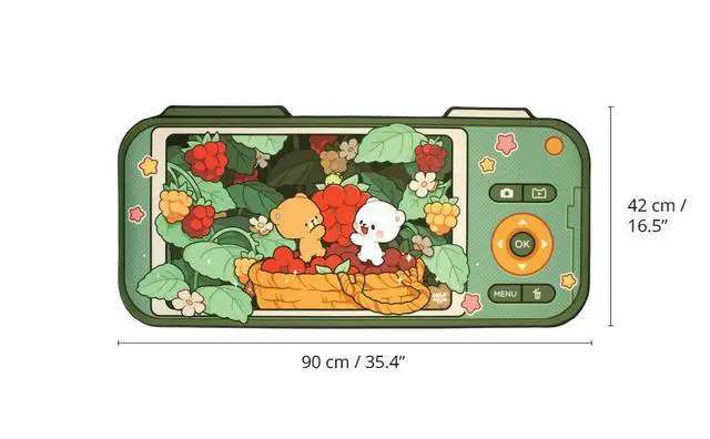 Alt view image 4 of 4 - Green Berry Picking Desk Mat Authentic Merchandise (35.4" x 18.1") Inches Cute Extra Large Gaming Mouse Pad with Non-Slip Rubber Base for Computer Keyboard Laptop Home Office Accessories