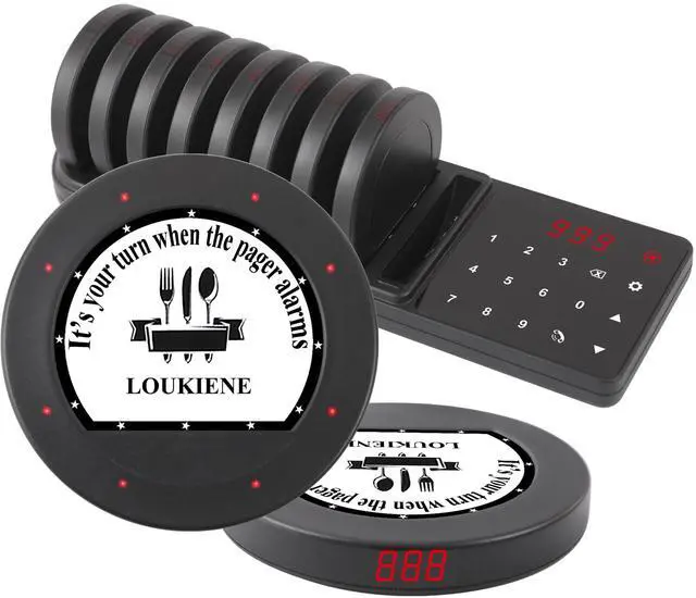 Main image of Restaurant Pager System, 10 Coaster Pagers, Wireless Beepers with Vibrate Flash Buzzer, Independent Quick Pairing Slot, for Food Truck Church Clinic Nursing Home Pub Bar