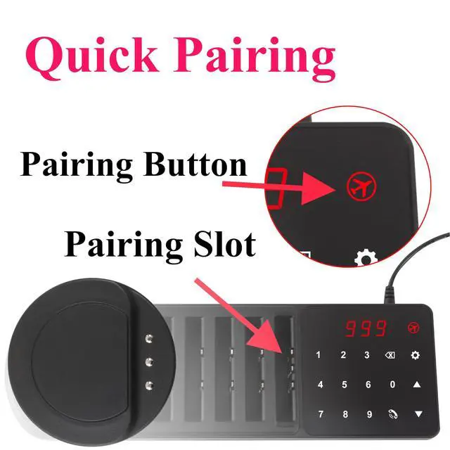 Alt view image 2 of 6 - Restaurant Pager System, 10 Coaster Pagers, Wireless Beepers with Vibrate Flash Buzzer, Independent Quick Pairing Slot, for Food Truck Church Clinic Nursing Home Pub Bar