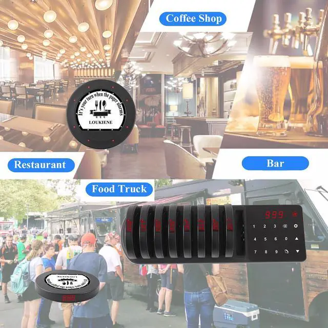 Alt view image 6 of 6 - Restaurant Pager System, 10 Coaster Pagers, Wireless Beepers with Vibrate Flash Buzzer, Independent Quick Pairing Slot, for Food Truck Church Clinic Nursing Home Pub Bar
