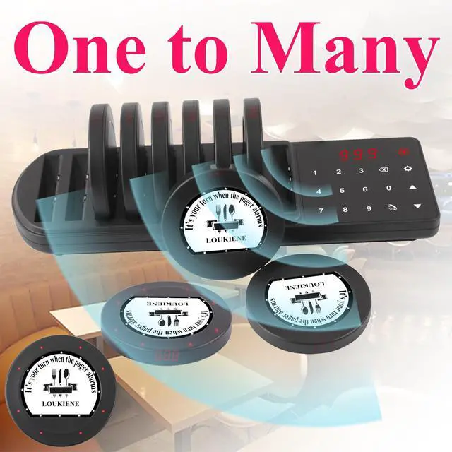 Alt view image 4 of 6 - Restaurant Pager System, 10 Coaster Pagers, Wireless Beepers with Vibrate Flash Buzzer, Independent Quick Pairing Slot, for Food Truck Church Clinic Nursing Home Pub Bar