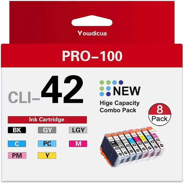 Main image of CLI-42 Ink Cartridges 8-Pack High Capacity Compatible CLI 42 CLI42 Ink Cartridges Replacement for PRO-100 Printer, (BK/C/M/Y/PM/PC/GY/LGY)