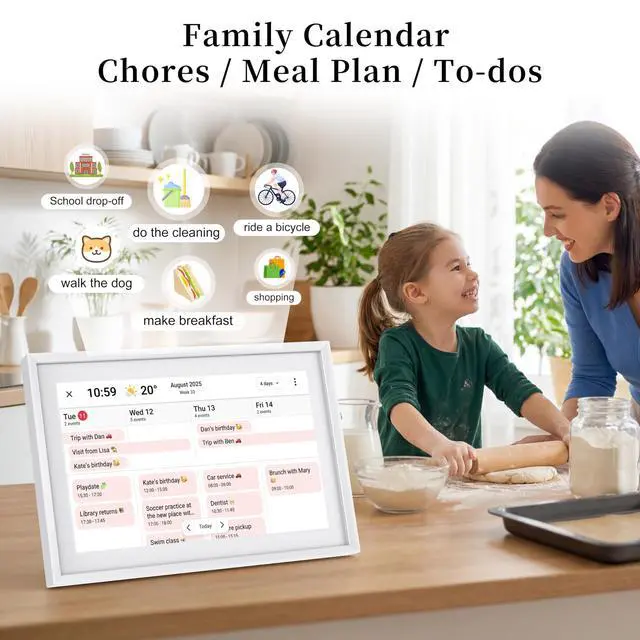 Alt view image 4 of 7 - 10.1 Inch Digital Calendar & WiFi Digital Photo Frame | Smart Schedule Machine,FHD IPS Touch Screen,Remote Photo Video Upload,Multi-User Sharing,Stylish Minimalist,Home Decor