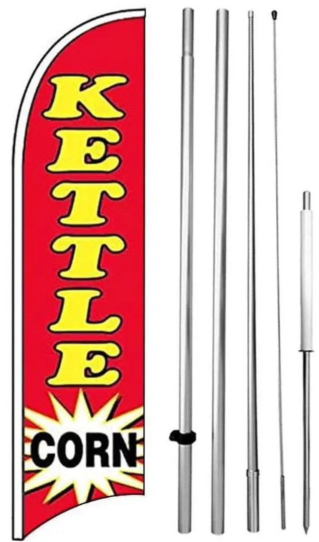 Main image of 4 Less Co Kettle Corn Windless Feather Swooper Flag Banner Sign 15 Feet Tall Pole Kit rb-h
