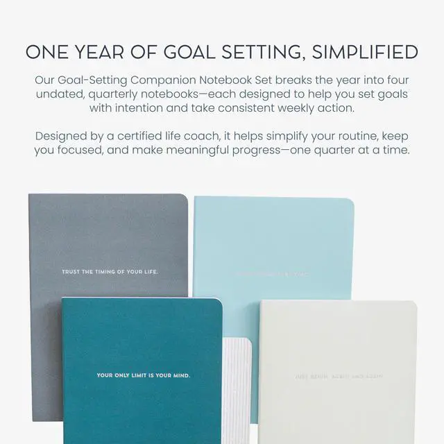 Alt view image 2 of 7 - Goal Setting Companion Notebooks, Just Begin Set | Undated 12-Months Planner for Bold Vision & Weekly Actions, A5 Confidence-Building Achievement System