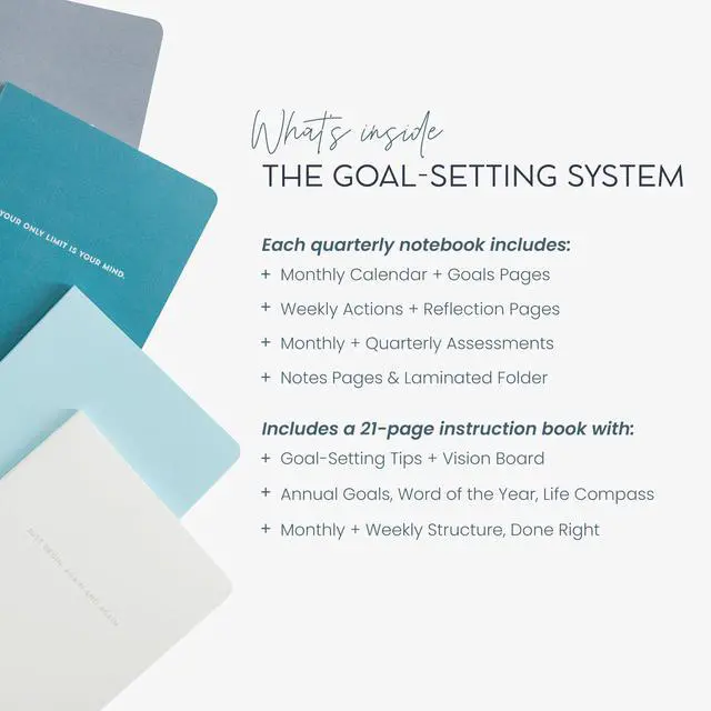 Alt view image 4 of 7 - Goal Setting Companion Notebooks, Just Begin Set | Undated 12-Months Planner for Bold Vision & Weekly Actions, A5 Confidence-Building Achievement System