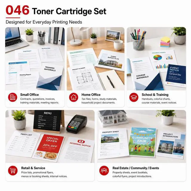 Alt view image 7 of 7 - 046 Toner Cartridge Set (4-Pack, Black, Cyan, Magenta, Yellow) Compatible 046 High Yield Toner Replacement for 046 Toner Cartridges Color Image Class MF735Cdw MF731Cdw MF733Cdw Printer
