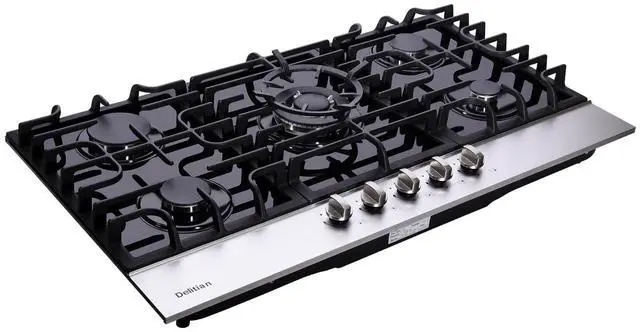 Main image of 36 Inch Gas Cooktop DT5189A Tempered Glass Built-in Stovetop, 5 High Efficiency Burners LPG/NG Convertible Stove Top Dual Fuel Hob (Black)