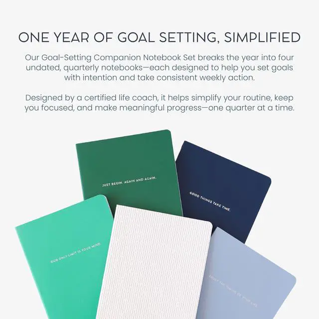 Alt view image 2 of 7 - Goal Setting Companion Notebooks, Fresh Start Set | Undated 12-Months Planner for Bold Vision & Weekly Actions, A5 Confidence-Building Achievement System