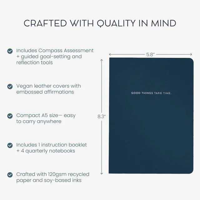 Alt view image 3 of 7 - Goal Setting Companion Notebooks, Fresh Start Set | Undated 12-Months Planner for Bold Vision & Weekly Actions, A5 Confidence-Building Achievement System