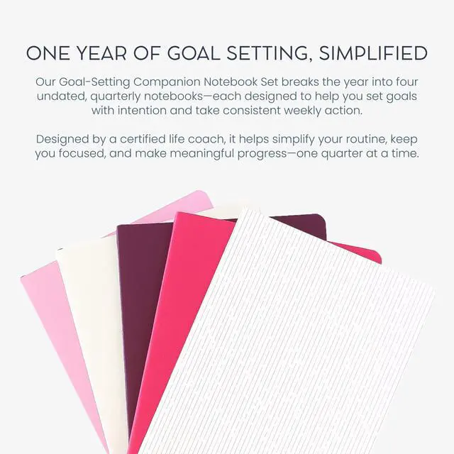 Alt view image 2 of 7 - Goal Setting Companion Notebooks, Moxie Set | Undated 12-Months Planner for Bold Vision & Weekly Actions, A5 Confidence-Building Achievement System