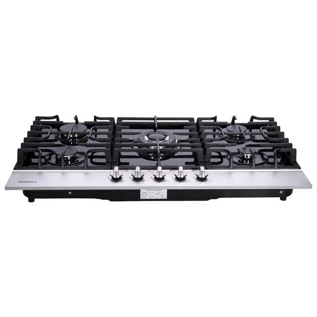 Alt view image 5 of 7 - 36 Inch Gas Cooktop DT5189A Tempered Glass Built-in Stovetop, 5 High Efficiency Burners LPG/NG Convertible Stove Top Dual Fuel Hob (Black)
