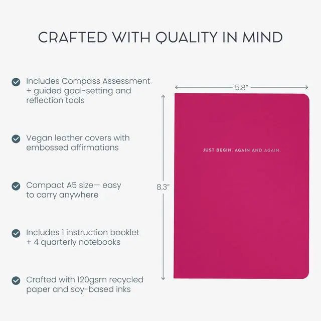 Alt view image 3 of 7 - Goal Setting Companion Notebooks, Moxie Set | Undated 12-Months Planner for Bold Vision & Weekly Actions, A5 Confidence-Building Achievement System