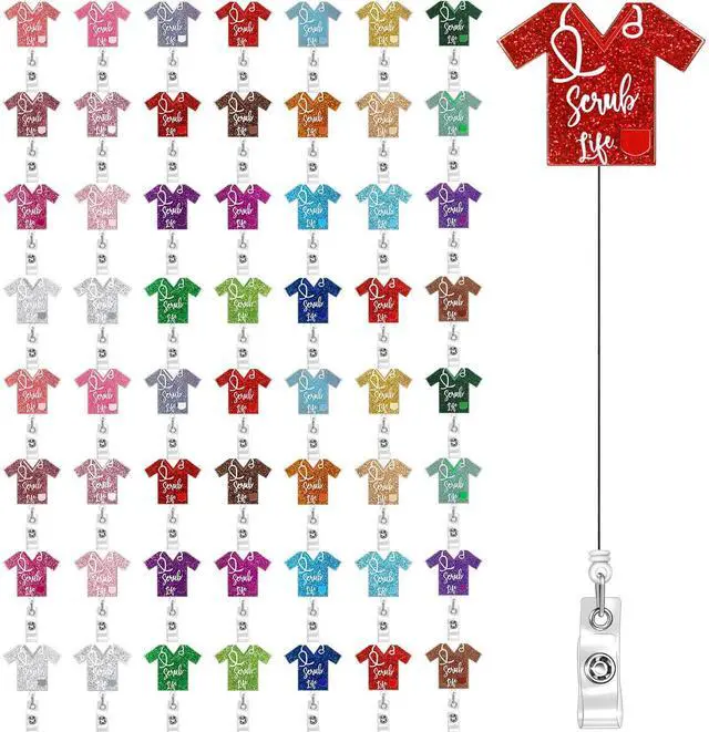 Main image of 60 Pcs Funny Nurse Badge Reel Bulk Cute Retractable Name ID Clip Badge Holder with 360° Swivel Alligator Clip for Doctor Student Medical Assistant Coworker Work Accessories Funny Gifts