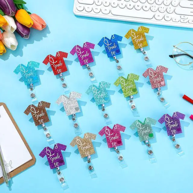 Alt view image 5 of 7 - 60 Pcs Funny Nurse Badge Reel Bulk Cute Retractable Name ID Clip Badge Holder with 360° Swivel Alligator Clip for Doctor Student Medical Assistant Coworker Work Accessories Funny Gifts