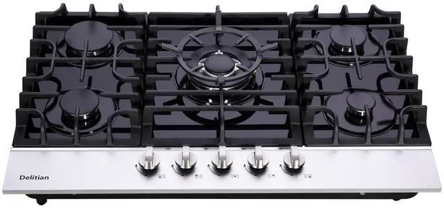 Main image of 30 Inch Gas Cooktop DT5188A Tempered Glass Built-in Gas Stovetop, 5 High Efficiency Burners LPG/NG Convertible Gas Stove Top Dual Fuel Gas Hob