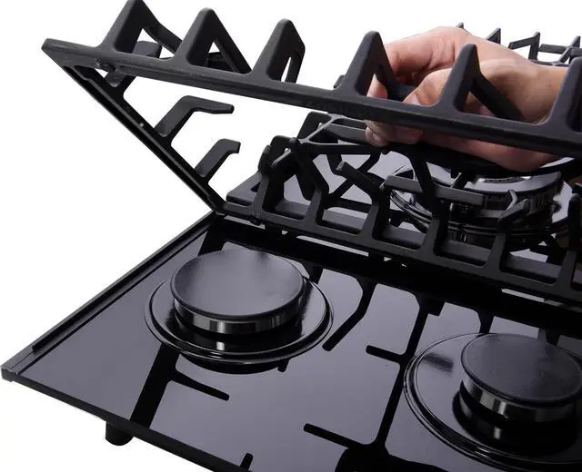 Alt view image 3 of 7 - 30 Inch Gas Cooktop DT5188A Tempered Glass Built-in Gas Stovetop, 5 High Efficiency Burners LPG/NG Convertible Gas Stove Top Dual Fuel Gas Hob