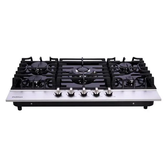 Alt view image 6 of 7 - 30 Inch Gas Cooktop DT5188A Tempered Glass Built-in Gas Stovetop, 5 High Efficiency Burners LPG/NG Convertible Gas Stove Top Dual Fuel Gas Hob