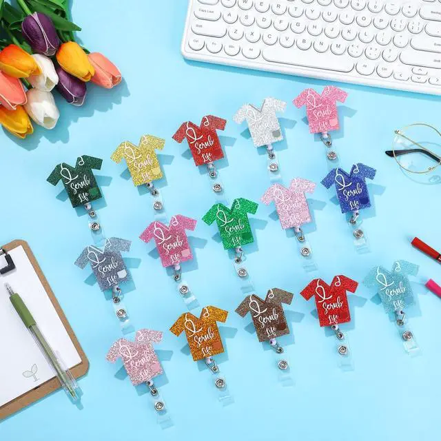 Alt view image 7 of 7 - 60 Pcs Funny Nurse Badge Reel Bulk Cute Retractable Name ID Clip Badge Holder with 360° Swivel Alligator Clip for Doctor Student Medical Assistant Coworker Work Accessories Funny Gifts