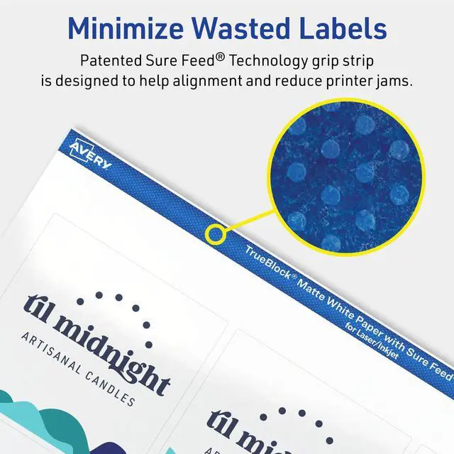 Alt view image 4 of 7 - TrueBlock Matte White Square Labels, Sure Feed Technology, 2.5" x 2.5", 900 Matte White Labels, Laser/Inkjet Printable, Great for Packaging and Product Merchandising