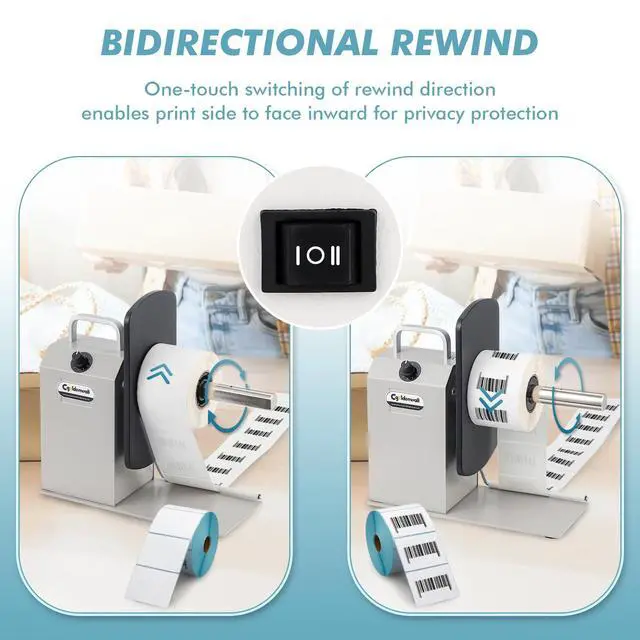 Alt view image 2 of 7 - Automatic Label Rewinder, 9.8" Dia. Bidirectional Rewinding, 1/1.5/3" Core, Speed Ajustable, Thermal Label Hangtag Washing Label, Synchronize with Various Printers