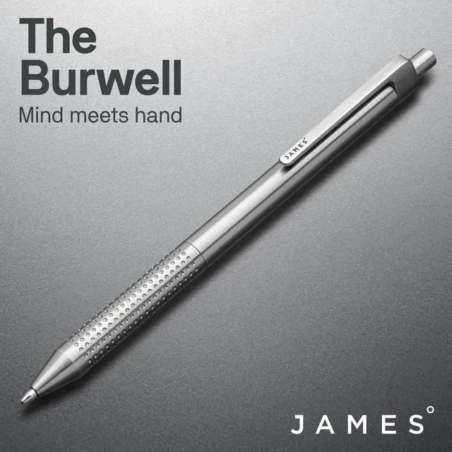 Alt view image 2 of 7 - Burwell EDC Click Pen, Slim Machined Stainless Steel Barrel Designed for Daily Carry, Silver