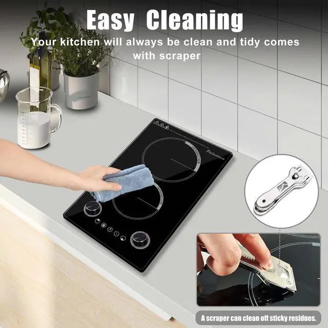 Alt view image 7 of 7 - 2 Burner Electric Cooktop,12 Inch Built-in Stove Top, 2200W,110V | Electric Cook Top, Knob Control, 9 Power Levels,Over-Temperature Protection
