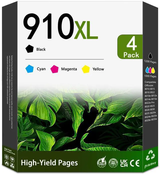 Main image of 910XL Ink Cartridges Combo Pack High Yield Replacement for HP 910XL 910 XL 910 Ink Cartridges for OfficeJet 8010 8015 8018 OfficeJet Pro 8020 8020e 8025 Printer (4-Pack, Black/Cyan/Magenta/Yellow)