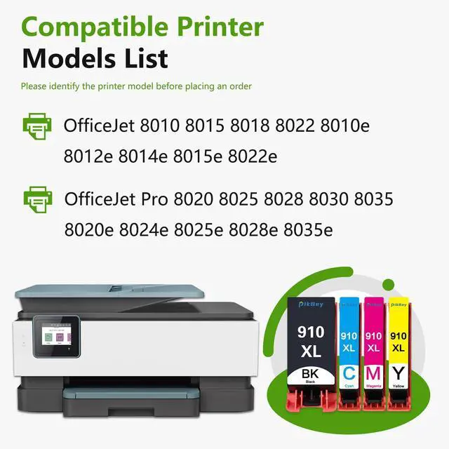 Alt view image 2 of 6 - 910XL Ink Cartridges Combo Pack High Yield Replacement for HP 910XL 910 XL 910 Ink Cartridges for OfficeJet 8010 8015 8018 OfficeJet Pro 8020 8020e 8025 Printer (4-Pack, Black/Cyan/Magenta/Yellow)