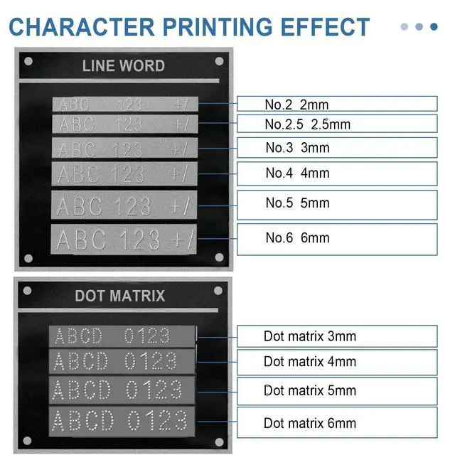 Alt view image 5 of 7 - Semi-Automatic Metal Nameplate Stamping Machine 6mm Font | Dog Tag Printer Embossing Machine, Stamps Letters/Numbers on Aluminum, Stainless Steel, Copper Nameplates, Adjustable Spacing