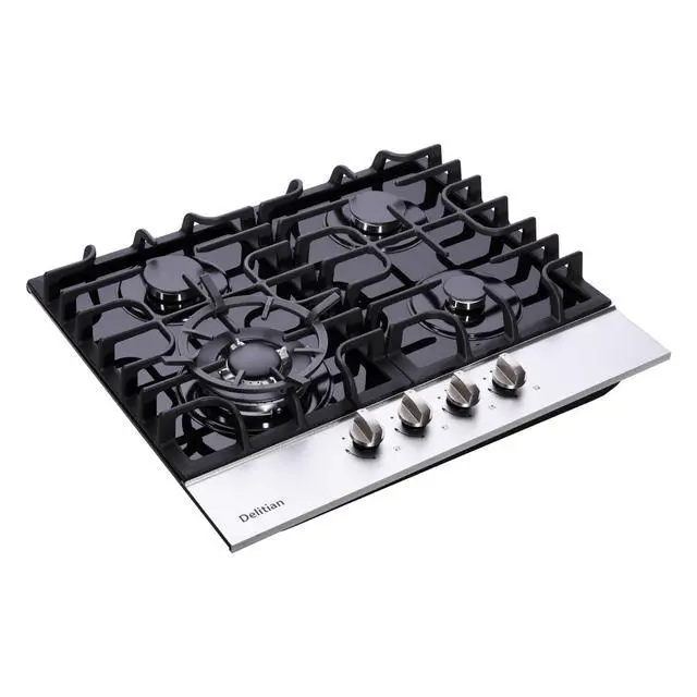 Alt view image 2 of 7 - 24 Inch Gas Cooktop DT4188A Tempered Glass Built-in Gas Stovetop, 4 High Efficiency Burners LPG/NG Convertible Gas Stove Top Dual Fuel Gas Hob