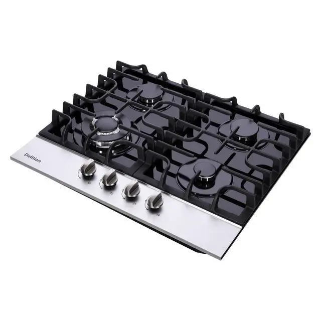Alt view image 3 of 7 - 24 Inch Gas Cooktop DT4188A Tempered Glass Built-in Gas Stovetop, 4 High Efficiency Burners LPG/NG Convertible Gas Stove Top Dual Fuel Gas Hob