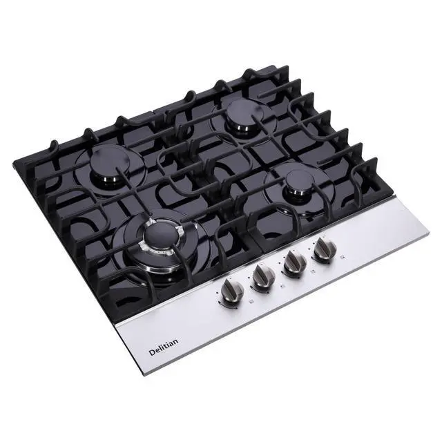Alt view image 5 of 7 - 24 Inch Gas Cooktop DT4188A Tempered Glass Built-in Gas Stovetop, 4 High Efficiency Burners LPG/NG Convertible Gas Stove Top Dual Fuel Gas Hob