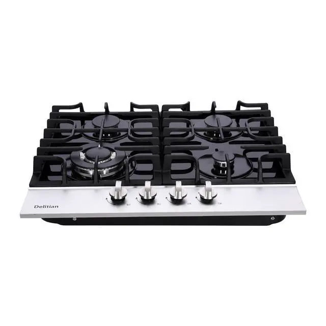Alt view image 6 of 7 - 24 Inch Gas Cooktop DT4188A Tempered Glass Built-in Gas Stovetop, 4 High Efficiency Burners LPG/NG Convertible Gas Stove Top Dual Fuel Gas Hob