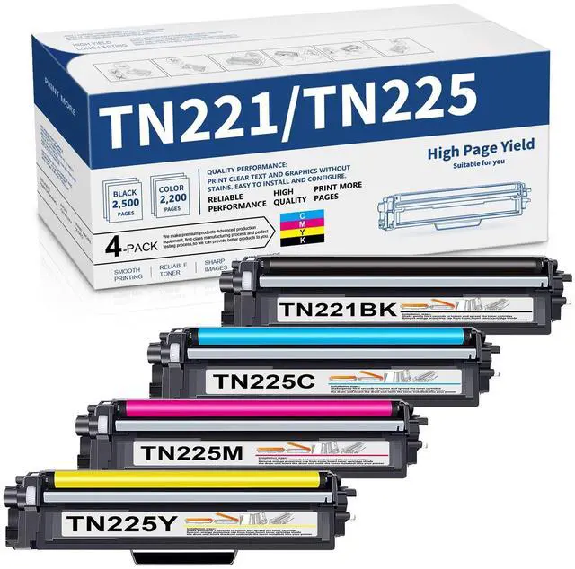 Main image of TN225 Toner Cartridges High Yield Compatible for MFC-9130CW Toner | Replacement for Brother TN221 Toner Cartridges TN225 MFC-9330CDW HL-3170CDW HL-3140CW, TN225BK TN225C TN225M TN225Y (5-Pack)