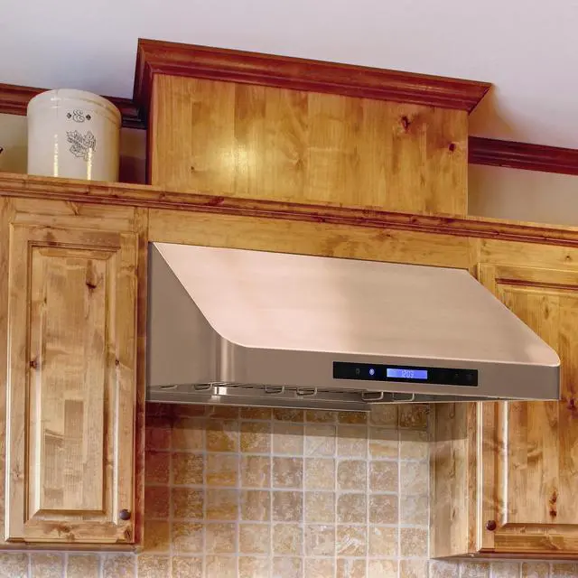 Alt view image 2 of 7 - Range Hood Under Cabinet Installation with Exhaust Duct Touchscreen LED Lights 4-Speed Fan with Remote Control and Dishwasher Safe Filter, 30-Inch, Metallic