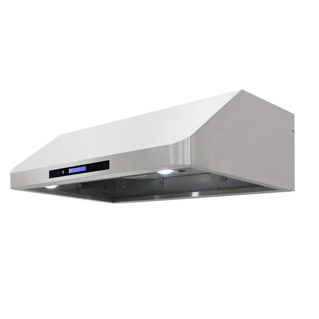 Alt view image 7 of 7 - Range Hood Under Cabinet Installation with Exhaust Duct Touchscreen LED Lights 4-Speed Fan with Remote Control and Dishwasher Safe Filter, 30-Inch, Metallic