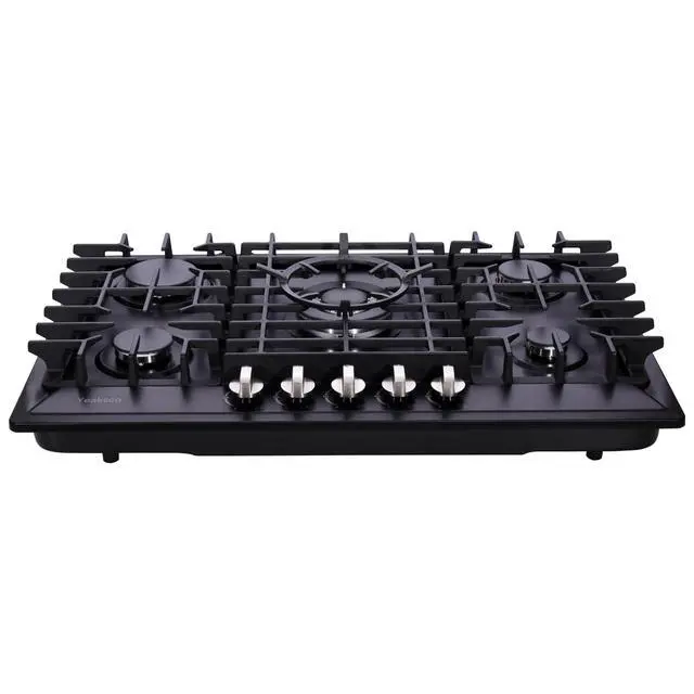 Alt view image 6 of 7 - 30 Inch Gas Cooktop, Built-in 5 Burners Stainless Steel Stove Top Propane/Natural Gas Convertible Dual Fuel Cooktop (Black)