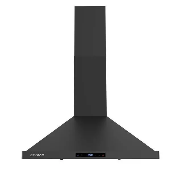 Alt view image 6 of 7 - 30 in. Vista Coll 380 CFM Ducted Wall Mount Range Hood, LED, Matte Black | COS-63175S-BK Soft Touch Controls, 3 Fan Speeds, Permanent Baffle Filters, Backdraft Damper, 3-Prong Power Cord