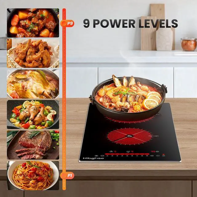 Alt view image 4 of 7 - 2 Burner Electric Cooktop, 12 Inch Built-in Electric Stove Top 3200W, 9 Power Levels, Touch Control, Timer & Child Lock, 220-240V, Over-Temperature Protection, Hard Wired(No Plug)